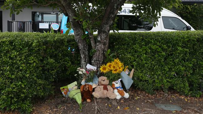 Members of the public laid flowers and left teddies at the Goodstart Early Learning Centre, Edmonton, following the tragic death of Maliq “Meeky” Namok-Malamoo. PICTURE: BRENDAN RADKE