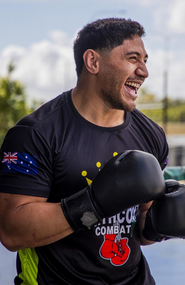 North Queensland Toyota Cowboys co-captain Jason Taumalolo trains ahead of his October boxing bout at Battle on the Reef Townsville. Picture: Alix Sweeney / North Queensland Toyota Cowboys