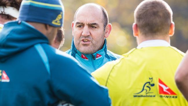 The Qantas Wallabies train at Gosch's Paddock ahead of the first June test against Fiji. Assistant coach Mario Ledesma. Picture: Stuart Walmsley/rugby.com.au