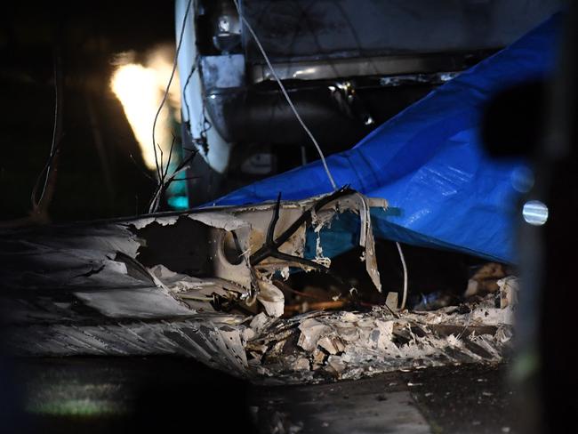 The wreckage of the light plane. Picture: AAP/Julian Smith