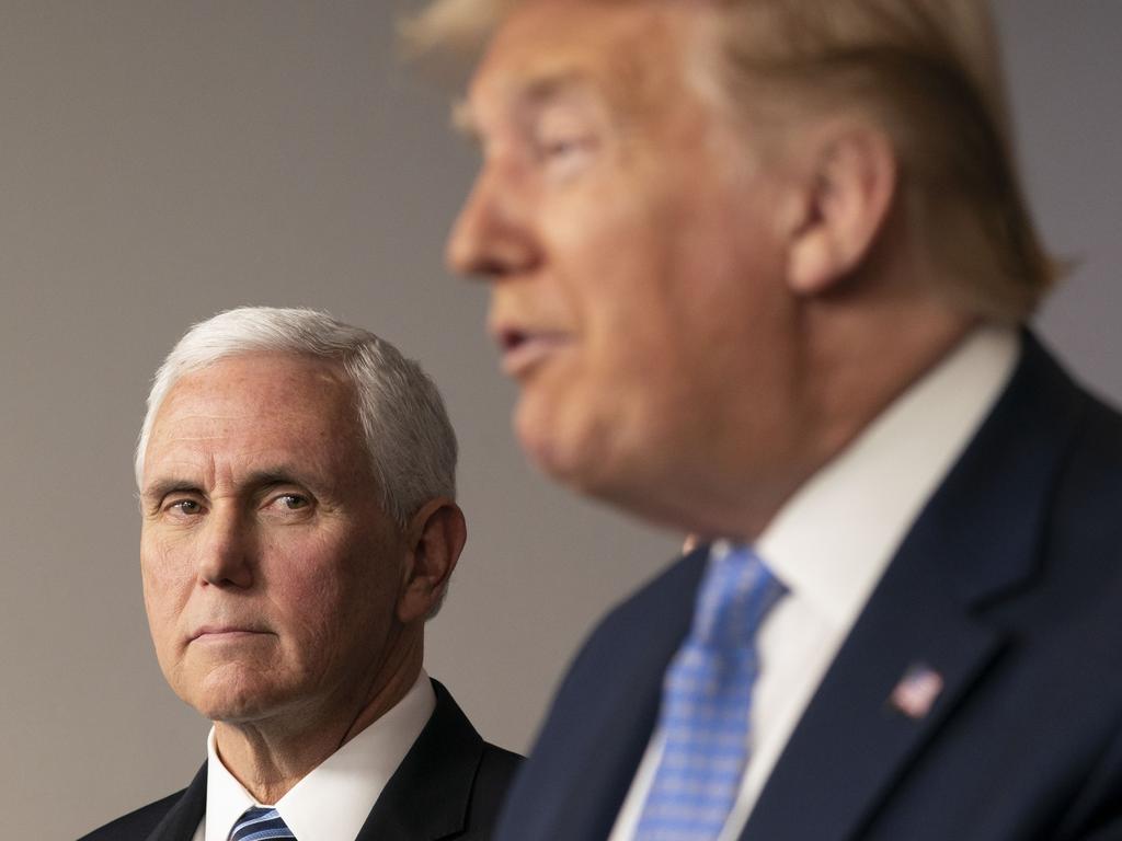 Donald Trump put pressure on Vice President Mike Pence to ‘do the right thing’ and decertify the results of the election. Picture: Chris Kleponis/Polaris/Bloomberg via Getty Images