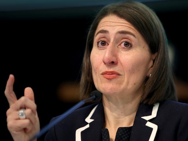 Treasurer Gladys Berejiklian unveils the mid year state budget update. Doorstop expected presentation. Picture Chris Pavlich