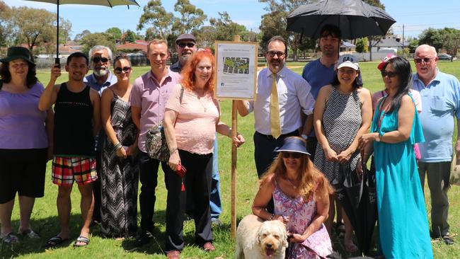 Keysborough locals with State MP Martin Pakula after it was announced their park would be saved from being sold to developers.