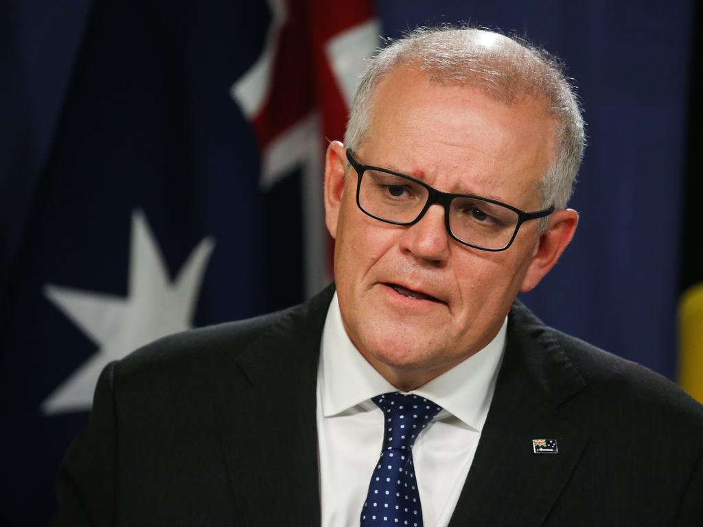 Former PM Scott Morrison addresses the media during a press conference in Sydney. Picture: Gaye Gerard / NCA Newswire