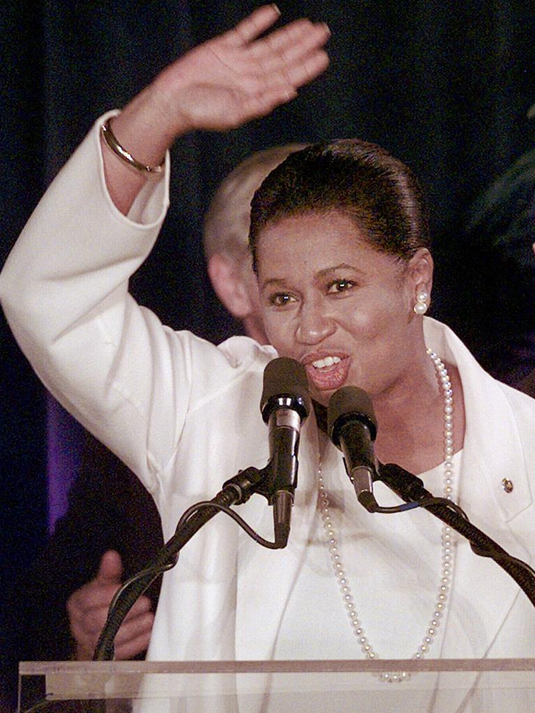 Senator Carol Moseley-Braun, pictured in 1998 in Chicago. Picture: AP/Seth Perlman