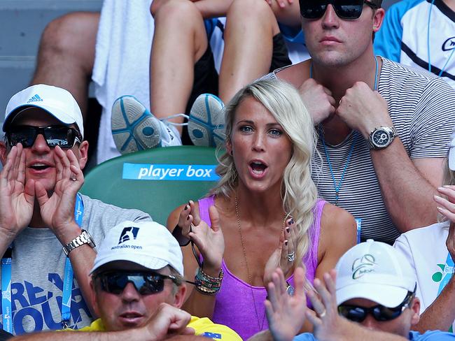 Yeah, Bec really hates the tennis. It’s written all over her face. Picture: Mark Stewart