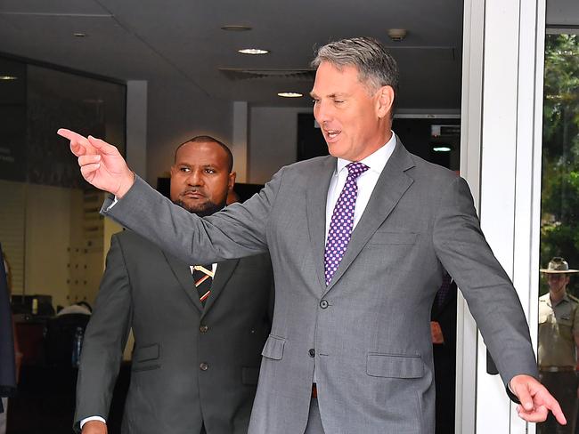 BRISBANE, AUSTRALIA - NewsWire Photos FEBRUARY 20, 2025: Deputy Prime Minister and Minister for Defence, Richard Marles and Papua New Guinea Minister of Defence, Billy Joseph.Deputy Prime Minister and Minister for Defence, Richard Marles is in Brisbane today with Papua New Guinea Minister of Defence, Billy Joseph, for the 2025 Australia-Papua New Guinea Defence Ministersâ Meeting.Picture: NewsWire / John Gass