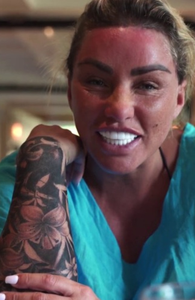 Price said her new tattoos “hurt so much”. Picture: YouTube.