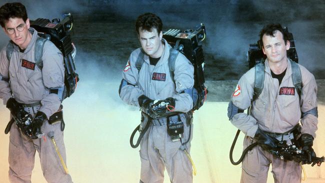 Dan Akroyd, Bill Murray and Harold Ramis in a scene from Ghostbusters.