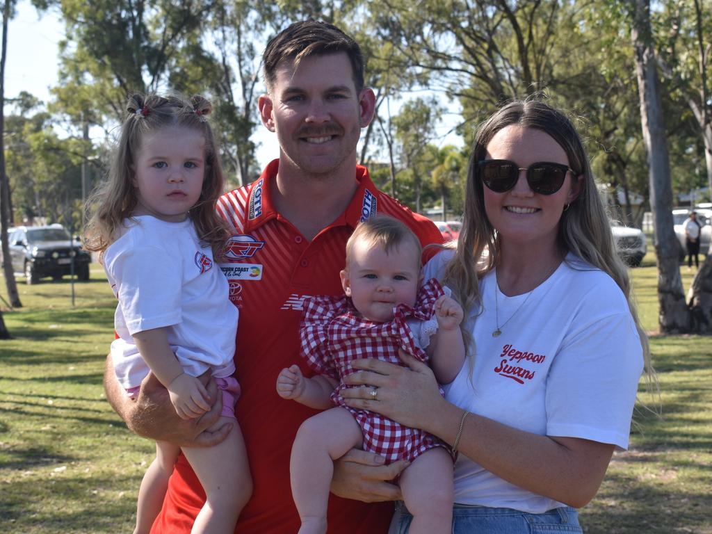 Charlie, Tayne, Harriett and Georgie Pilsbury at the AFL Capricornia senior grand final day at Stenlake Park, Rockhampton, on August 31, 2024.
