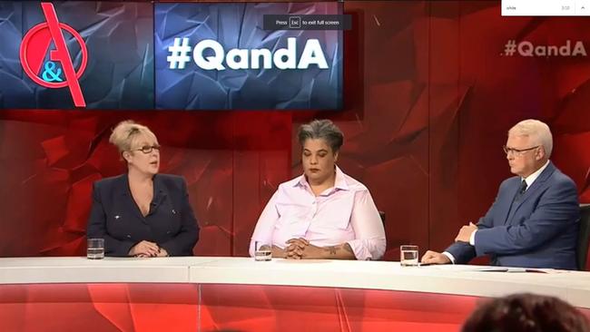 Teena McQueen faced bullying from the other panellists on Q&amp;A.