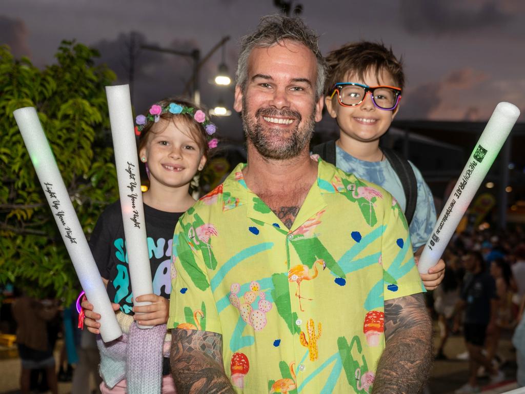 Willow Griffiths, Aaron Griffiths and Oliver Griffiths at Rhythm on the Reef Saturday 30 September 2023 Picture: Michaela Harlow