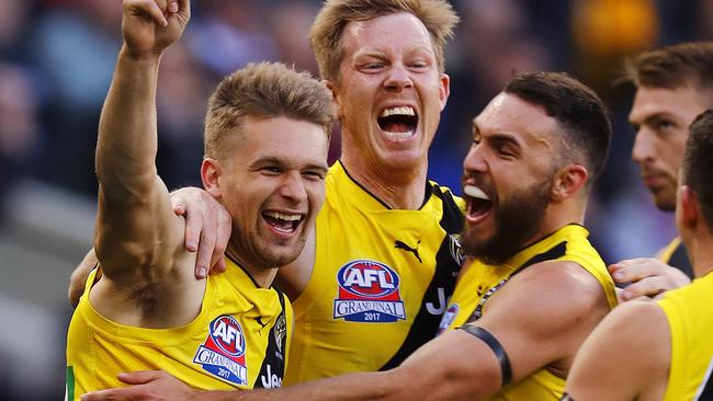 Richmond’s Dan Butler celebrates a goal in the AFL Grand Final. Picture: Michael Klein