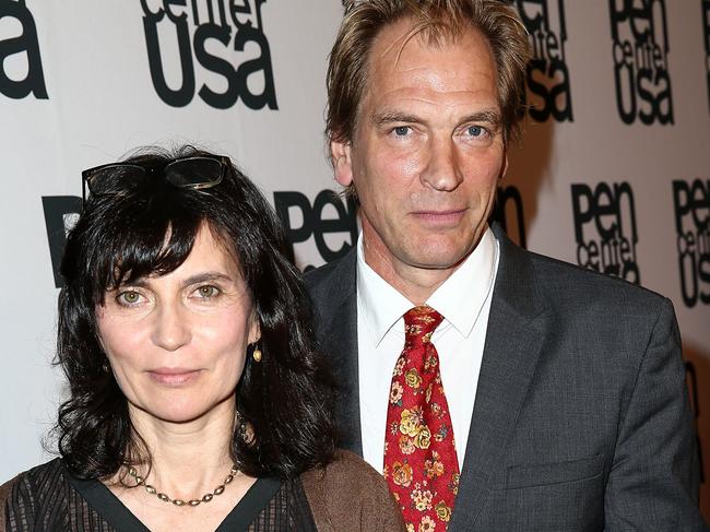 Julian Sands and wife Evgenia Citkowitz. Picture: Imeh Akpanudosen/Getty Images