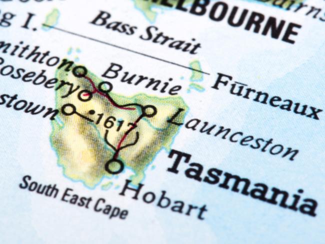 Map of Tasmania. Detail from the World Atlas (Webster's Concise.)