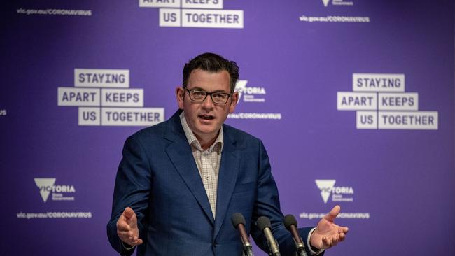 Victorian Premier Daniel Andrews said “we‘re doing everything that we can to limit movement,” after a worker who tested positive for coronavirus had caught the virus at an aged care facility while working shifts there and at the Grand Chancellor quarantine hotel. Picture: Getty