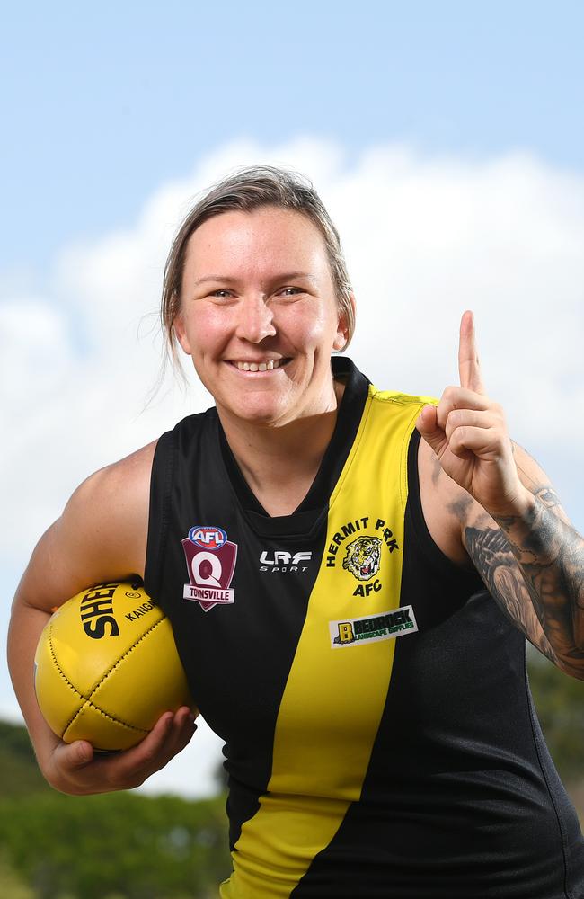 Hermit Park Tigers midfielder Hayley Cornish has returned from two years interstate to claim first place in the Townsville Bulletin's annual Top 100 footballers of 2024. Picture: Shae Beplate.