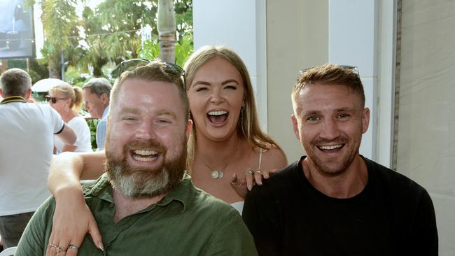 Micky Dolan, Rachel Hutchcroft and Nick Powley enjoy Boxing Day on The Lawn, The Star Gold Coast.(c) Regina King