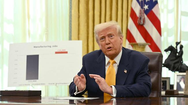 US President Donald Trump has vowed to push ahead with tariffs on Canada and Mexico. Picture: AFP