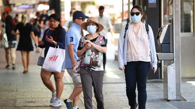 Shoppers in central Brisbane yesterday, Picture: Dan Peled