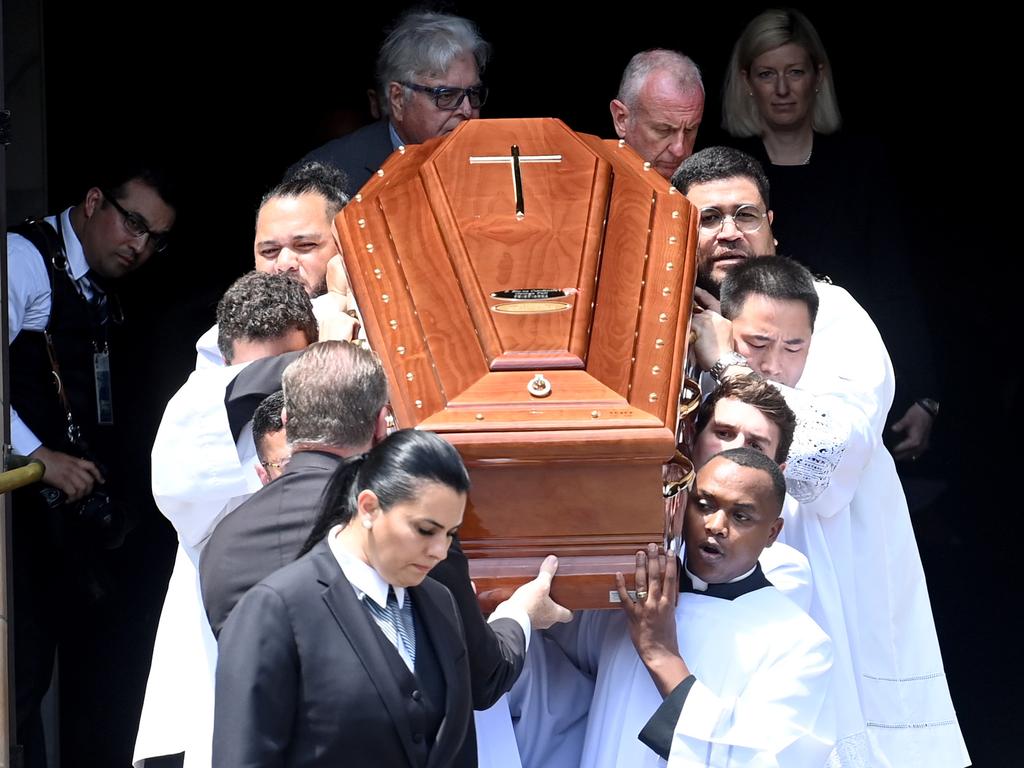 Cardinal George Pell’s coffin leaves St Mary's Cathedral. Picture: NCA NewsWire / Jeremy Piper