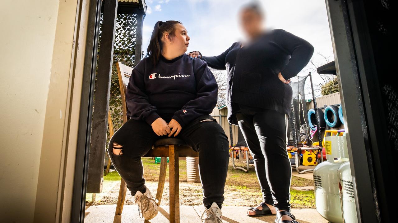 Kaylie-Jade Litchfield, 18, with her mother. Both women were both removed by child protection authorities and are critical of the support provided. Picture: Tom Huntley