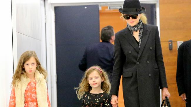 Kidman with daughters Sunday Rose and Faith. Picture: Stephen Cooper