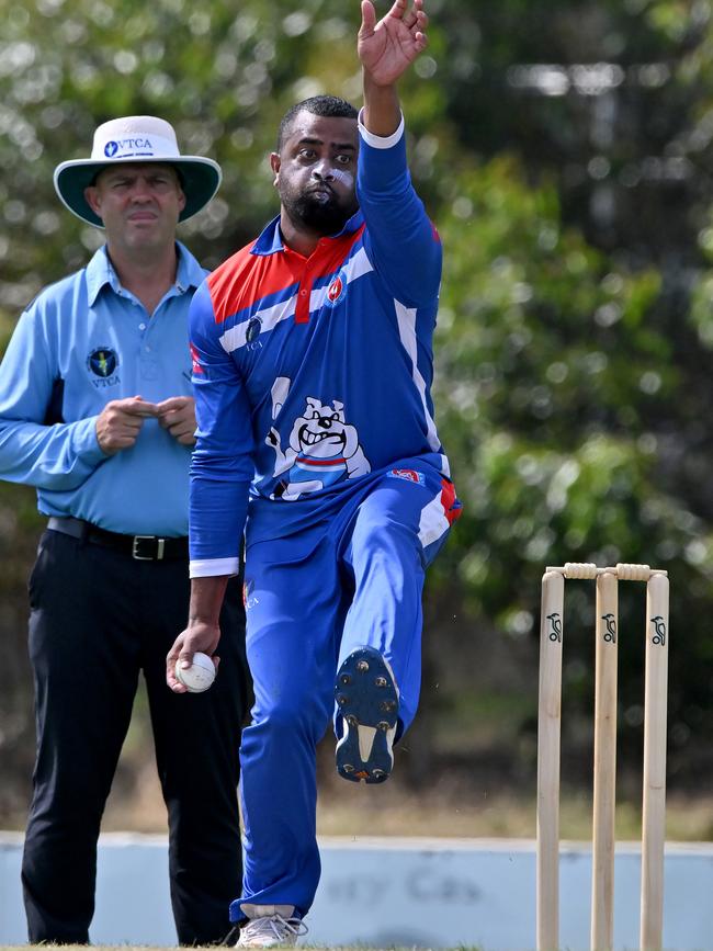 Footscray United bowler Muhammad Fahim Arshad. Picture: Andy Brownbill