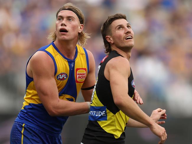 Liam Baker could net Richmond pick three if he nominates West Coast. Picture: Will Russell/AFL Photos via Getty Images