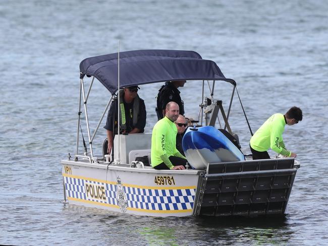 Police recover a kayak. Kayaker death at Indented Head. Picture: Alan Barber