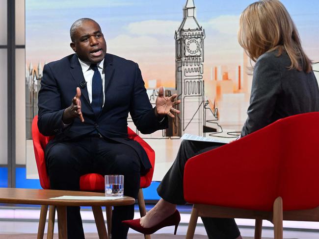 Britain's Foreign Secretary David Lammy appearing on the BBC has said that Vladimir Putin’s threat of war is “bluster.” Picture: Picture: BBC / AFP