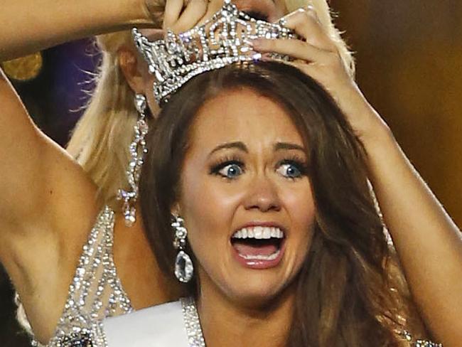 FILE â€“ In this Sept. 10, 2017, file photo, Miss North Dakota Cara Mund reacts after being named Miss America during the Miss America 2018 pageant in Atlantic City, N.J. In a letter sent to former Miss Americas on Friday, Aug. 17, 2018, Mund says she has been bullied, manipulated and silenced by the pageant's current leadership, including chairwoman Gretchen Carlson. (AP Photo/Noah K. Murray, File)