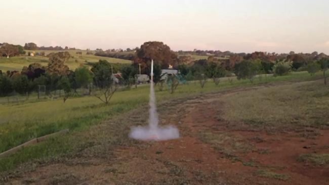 Haisem Zahab launches a test rocket at his Young, NSW, property. Photo: NSW Supreme Court