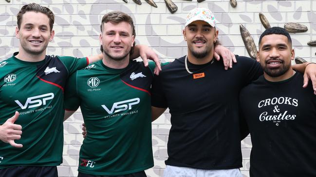 SYDNEY, AUSTRALIA - APRIL 16 2023 - NRL Captain Murray Campbell, with players Jai Arrow, Keaon Koloamatangi and Cody Walker are seen arriving at the South Sydney's new Centre of Excellence in Matraville in Sydney. Picture Newscorp Daily Telegraph / Gaye Gerard