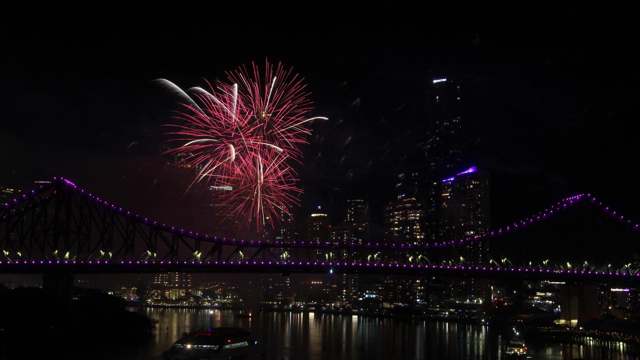 Colour and atmosphere at Riverfire on Saturday night, as the city is dazzled by fireworks and an aerobatic demonstration by the ADF. Picture: NewsWire/ Richard Gosling