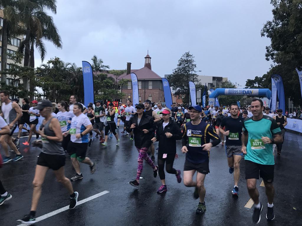 <p>Runners at the start of the Bridge to Brisbane. Picture: Jono Searle</p>