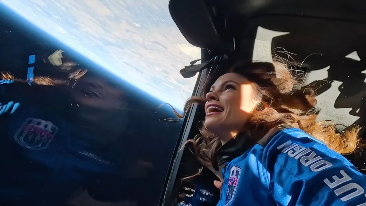 “Space tourist” and famous aerospace engineer Emily Calandrelli received hateful comments when video of her reaction to seeing Earth from space was posted online. Picture: @TheSpaceGal/X