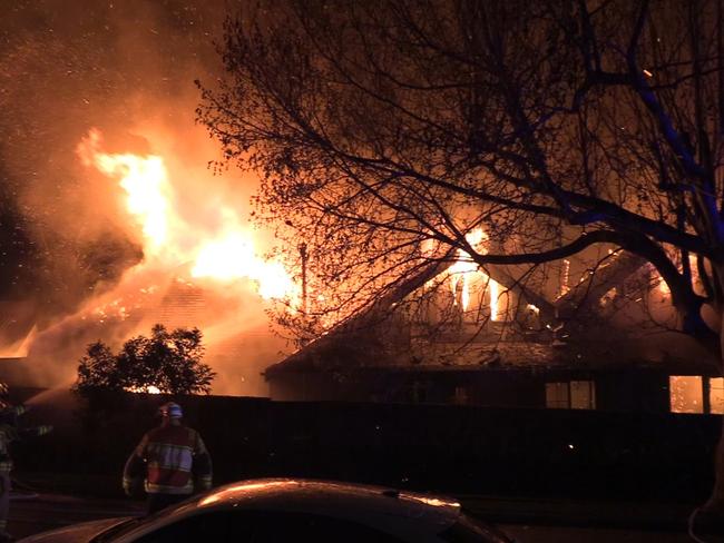 The house ablaze overnight. Picture: OnScene