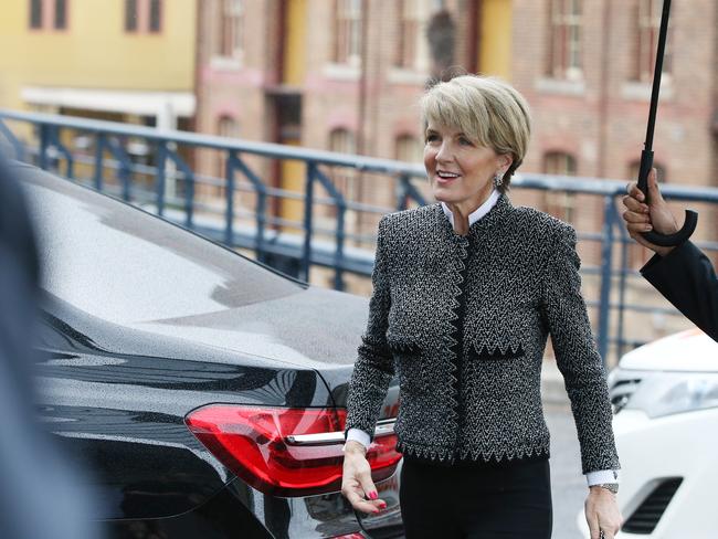 Julie Bishop arriving at the 2018 Women’s Weekly Women of the Future lunch held at Quay restaurant at The Rocks. Picture: Richard Dobson