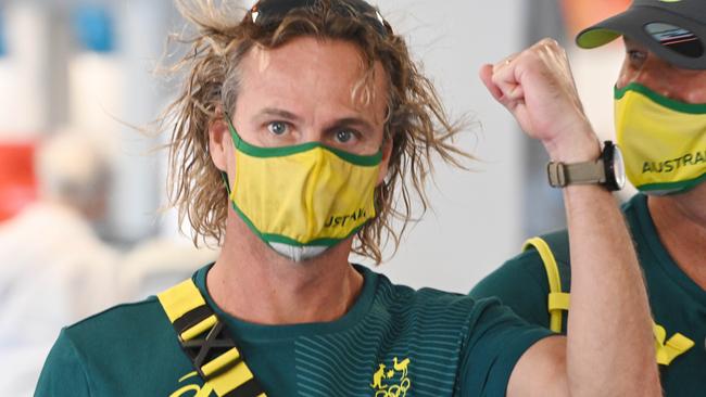 Ariarne Titmus’ coach Dean Boxall at Darwin Airport. Picture Julianne Osborne