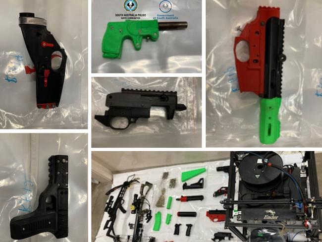 The 3D-printed firearms found at the Kangaroo Island farm. Picture: SA Police