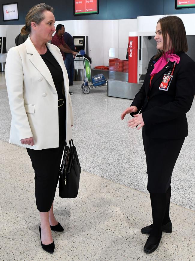 Vanessa Hudson at Tullamarine Airport. Picture: Getty Images