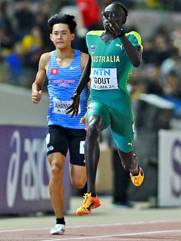 Australia's Gout Gout, 16, powered home for silver in the 200m final with a personal best time of 20.60 at the World Athletics U20 Championships in Lima. Photo: X