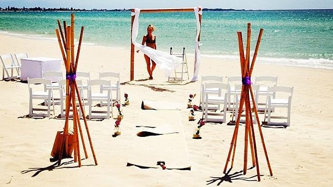 The image of Lara Bingle at a beech wedding posted by her good friend Vicki Lee on Instagram.