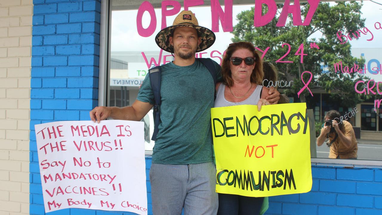 More than 150 people turned out for the Millions March Against Mandatory COVID-19 Vaccines in Coffs Harbour on Saturday February 20. Photo: Tim Jarrett