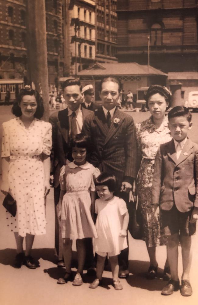 The Pang family in Sydney circa 1940s or early 1950s. Sally Rippingdale, now 78, is the youngest child in the photograph.