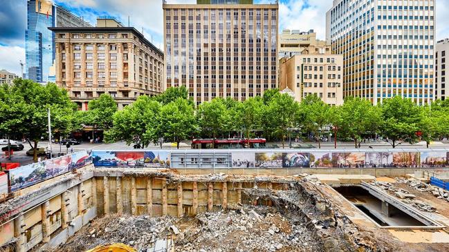 Excavations at City Square as part of the tunnel works.