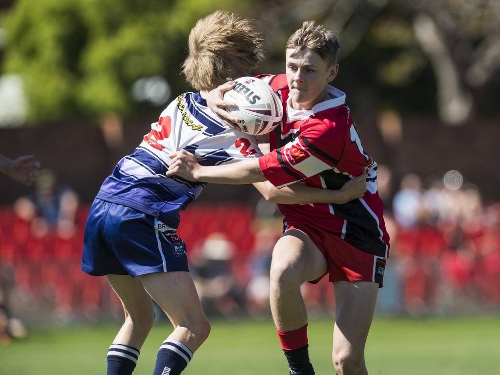 Chevy Ryan on the move for Valleys against Brothers in under-13 boys Toowoomba Junior Rugby League grand final at Clive Berghofer Stadium, Saturday, September 11, 2021. Picture: Kevin Farmer