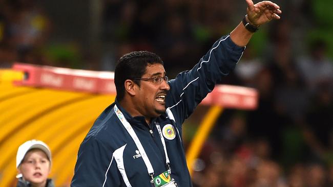 Bahrain's coach Marjan Eid looks on during their football match against Iran at the AFC Asian Cup in Melbourne on January 11, 2015. AFP PHOTO / William WEST --IMAGE RESTRICTED TO EDITORIAL USE - STRICTLY NO COMMERCIAL USE--