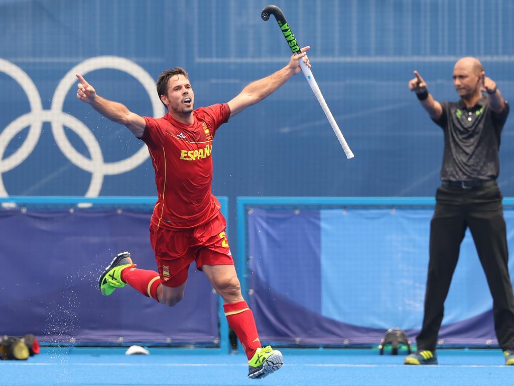 Spain’s Pau Quemada Cadafalch ensured a first Olympic blemish for the Kookaburras. Picture: Getty Images